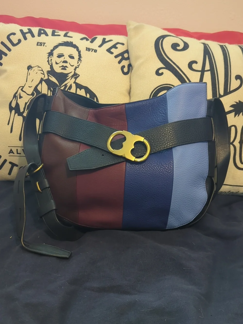 Authentic Tory Burch Gemini Link Hobo Striped Cross Shoulder Bag